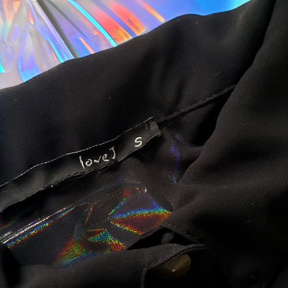 (2 for $10) Sheer Black Love J Sleeveless Blouse - Picture 4 of 5